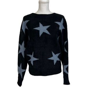Philosophy Women Fuzzy Thick Knit Star Sweater Dolman Sleeve